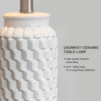 USumkky 20.5" White Modern Ceramic Bedside Lamps Set of 2, Small Table Lamp for Bedroom Decor Farmhouse Nightstand Lamp for Living Room Office