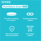 INTEX 28021E Pool Cover: For 10ft Round Easy Set Pools – Includes Rope Tie – Drain Holes – 12in Overhang – Snug Fit