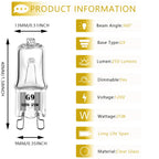 YBEK G9 Halogen Bulb 120V 25W T4 Type 2 Pin Base, Replacement for Range Hood Lights, Bathroom Light Bulbs, Microwave Ovens Candle Warmer Light Bulbs, Wax melt Bulbs Dimmable Warm White (6 Pack)