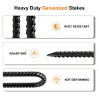 8 Inch 10 Pack Rebar Stakes U Shaped, Heavy Duty Galvanized Ground Anchor Stakes for Fence, Tent, Trampoline, and Yard Decorations