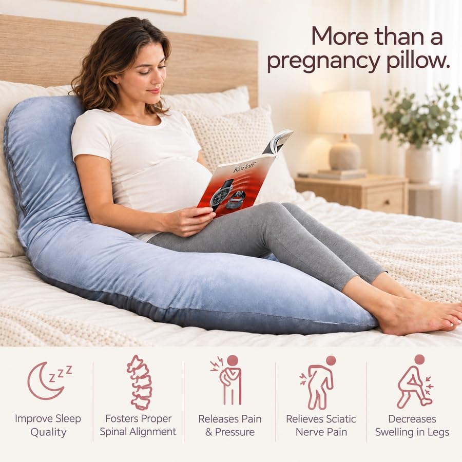 MOON PARK Pregnancy Pillows for Sleeping - 57 Inch U Shaped Full Body Maternity Pillow with Removable Cover - Support for Back, Legs, Belly, Hips - Pregnancy Pillow for Women - Grey