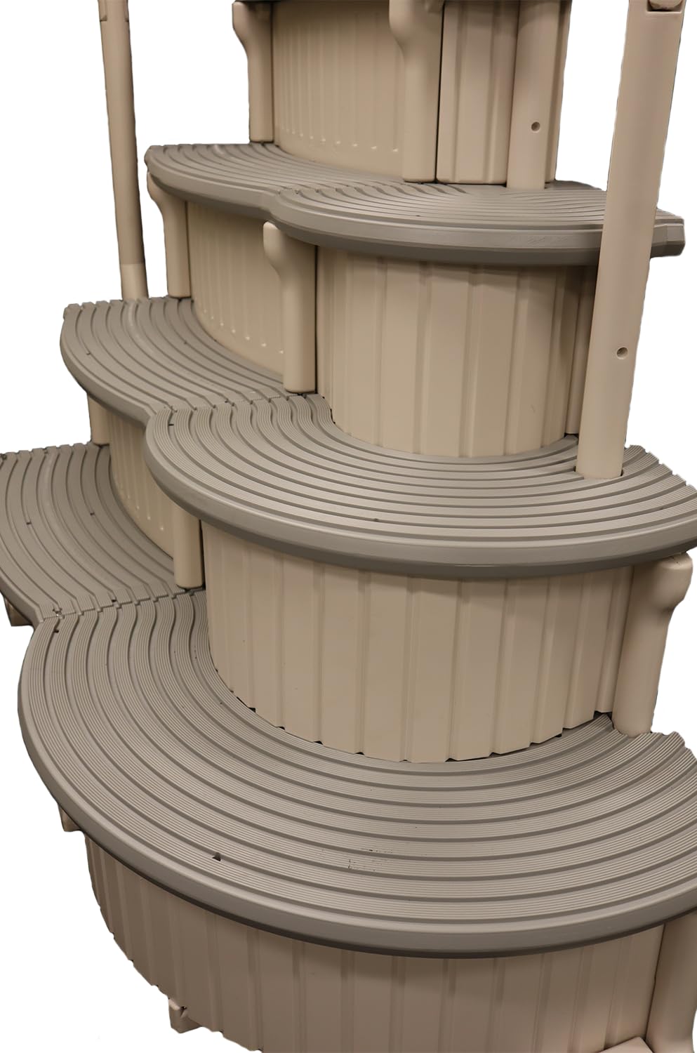 Confer Plastics Curve CCX-AG Drop in Above Ground Pool Step with Grey Treads - Base Step with Add-On