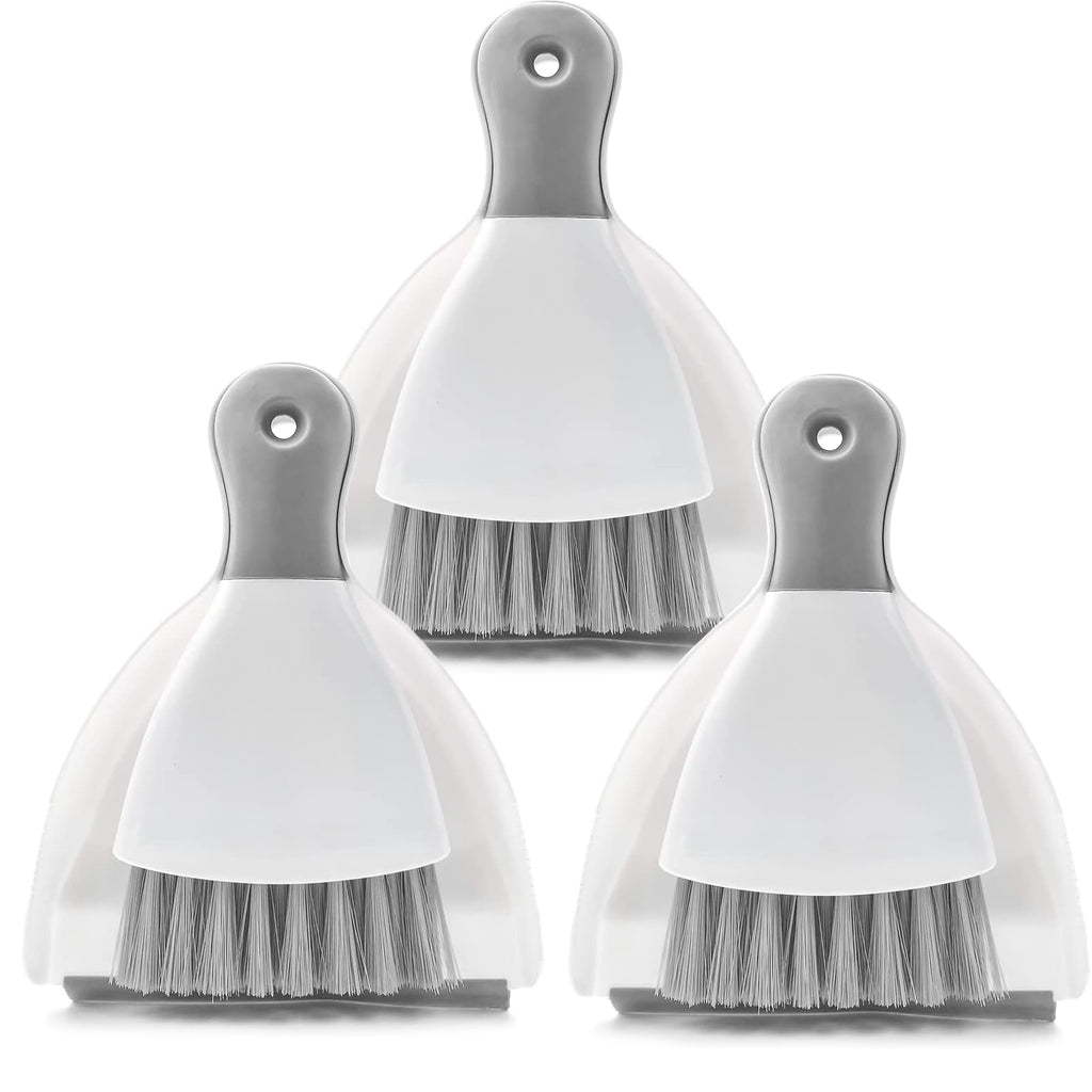 Small Hand Dust Pan and Brush - Small Broom and Dustpan Set, Mini Broom and Dustpan, Compact Dustpans and Brush for Home Cleaning, Sofa, Desk, Guinea Pig Cage, Cat Litter, etc. (Gray 3 Set)