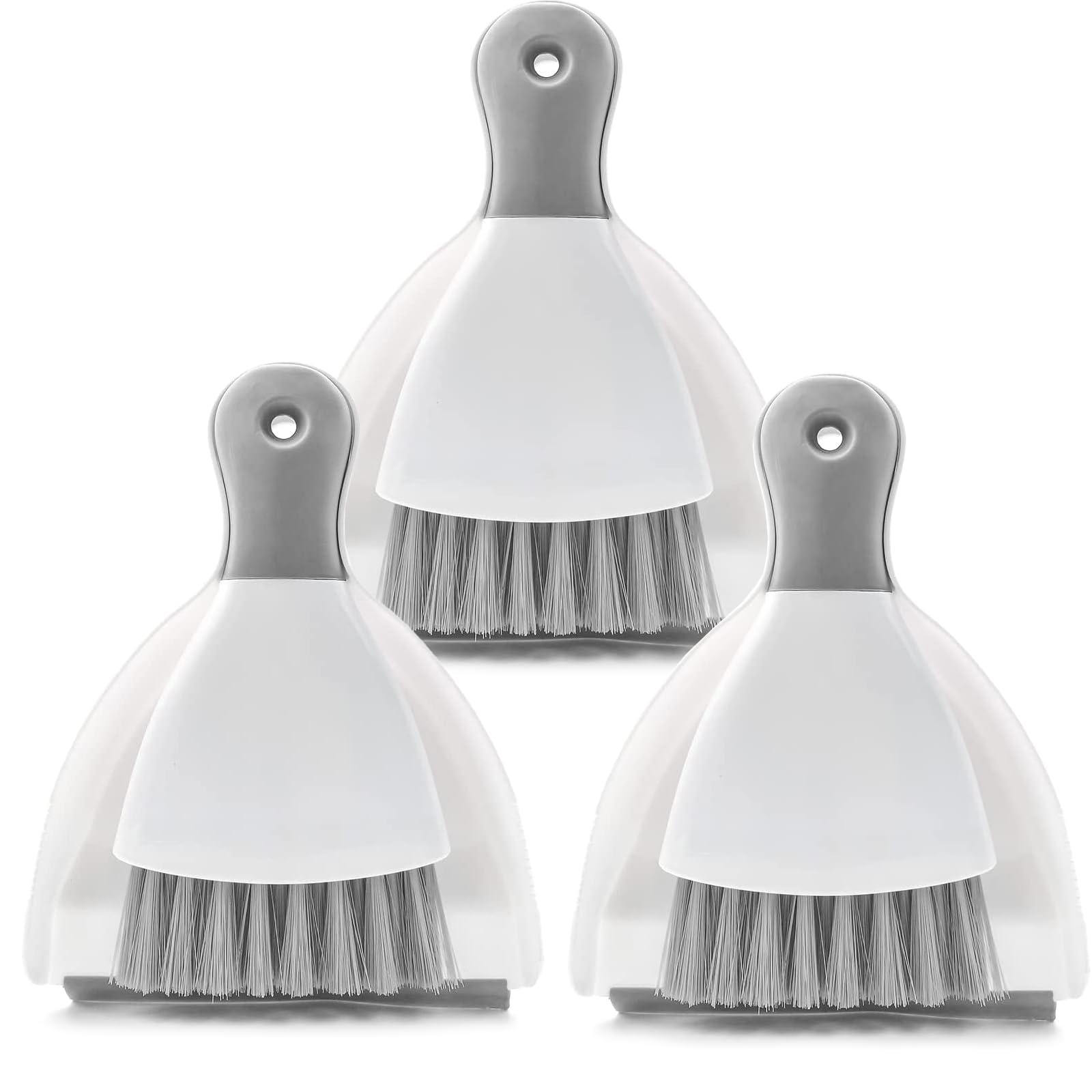 Small Hand Dust Pan and Brush - Small Broom and Dustpan Set, Mini Broom and Dustpan, Compact Dustpans and Brush for Home Cleaning, Sofa, Desk, Guinea Pig Cage, Cat Litter, etc. (Gray 3 Set)
