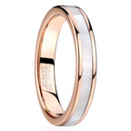 Vakki Women's Tungsten Wedding Band, Pearl Inlay, 4mm-Rose Gold, Size 5