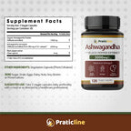 PRATIC LINE Ashwagandha Capsules 3,000 mg - 120 Vegan Cap Made with Organic Ashwagandha Powder and Root Extract. Gluten Free. Made in USA
