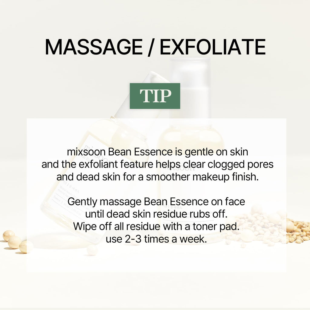 mixsoon Bean Essence-Exfoliating, Hydrating, Fermented Bean Extract, Gentle Formula for Smooth Skin 30ml / 1.01 fl.oz. Korean Glass Skin Care