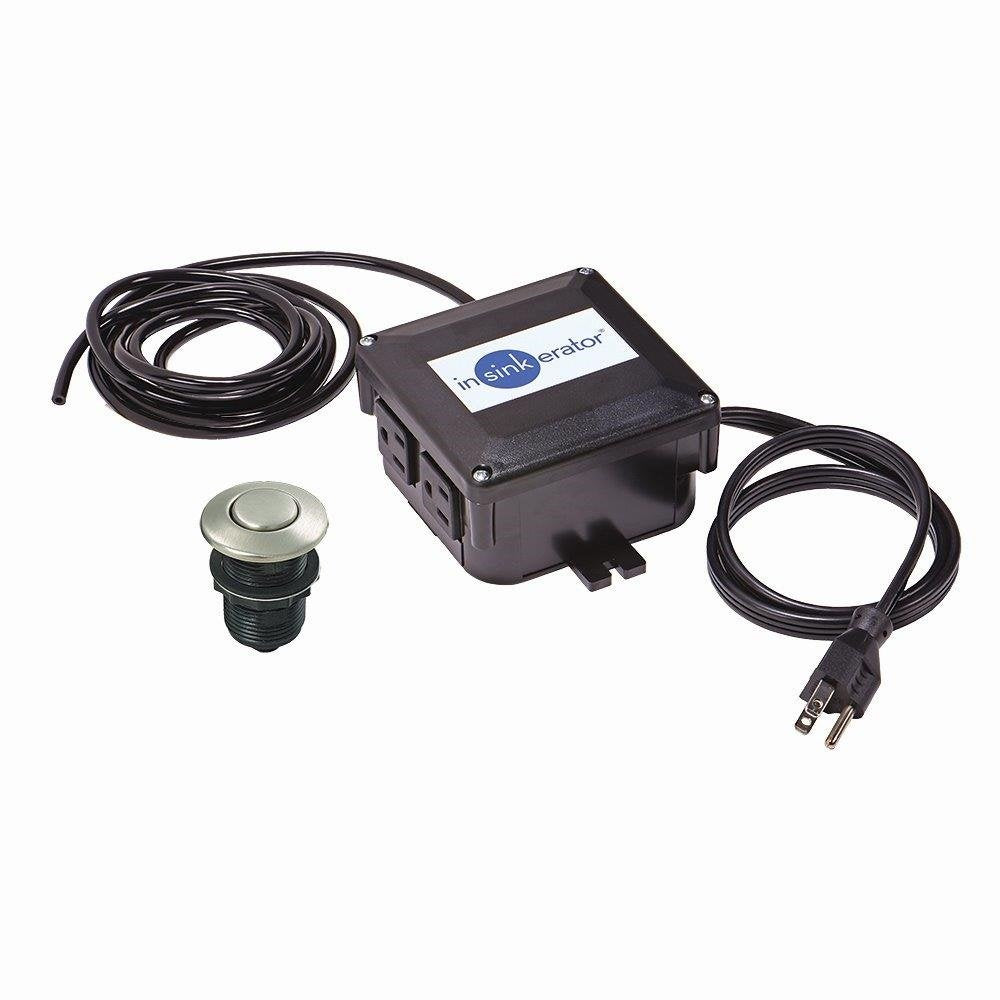 InSinkErator Garbage Disposal Air Switch Kit, Dual Outlet Sink Top Switch Button for All InSinkErator Food Waste Disposer Models, Satin Nickel STS-OOSN