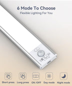 Under Cabinet Lighting, LED Motion Sensor Light Indoor, 2200mAh USB Rechargeable Closet Lights Battery Operated, Stick On Magnetic Wireless Dimmable Under Counter Lights for Kitchen(2 Pack)