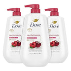 Dove Body Wash with Pump,Revitalizante Cherry & Chia Milk, 3 Count & Body Wash with Pump Refreshing Cucumber and Green Tea Refreshes Skin Cleanser
