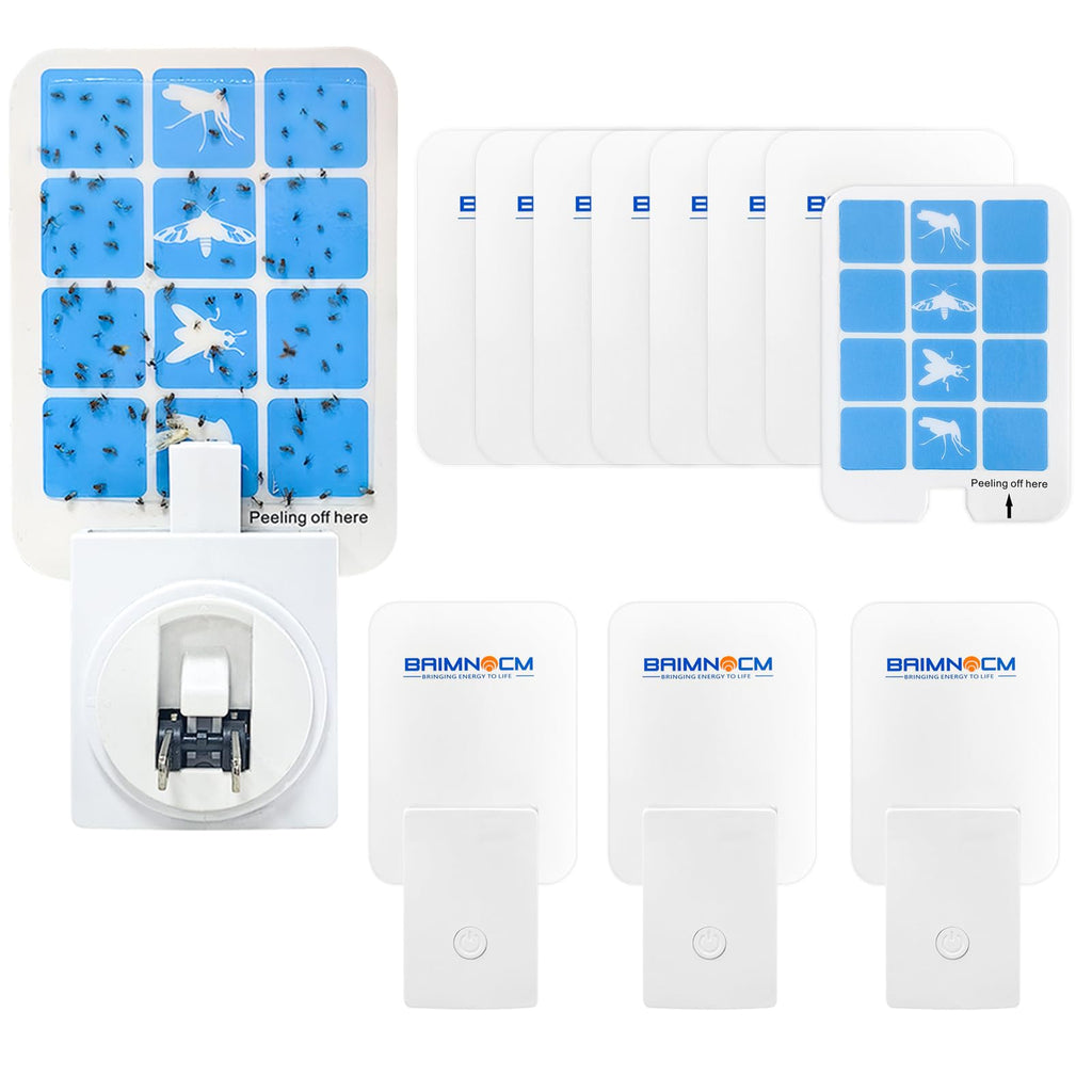 Blue Light Bug Catcher Indoor Plug in, Gnat Traps for House, Indoor Fly Trap for Fruit Fly, Moth and Mosquito, Flying Insect Catcher, 4 Device+8 Refills
