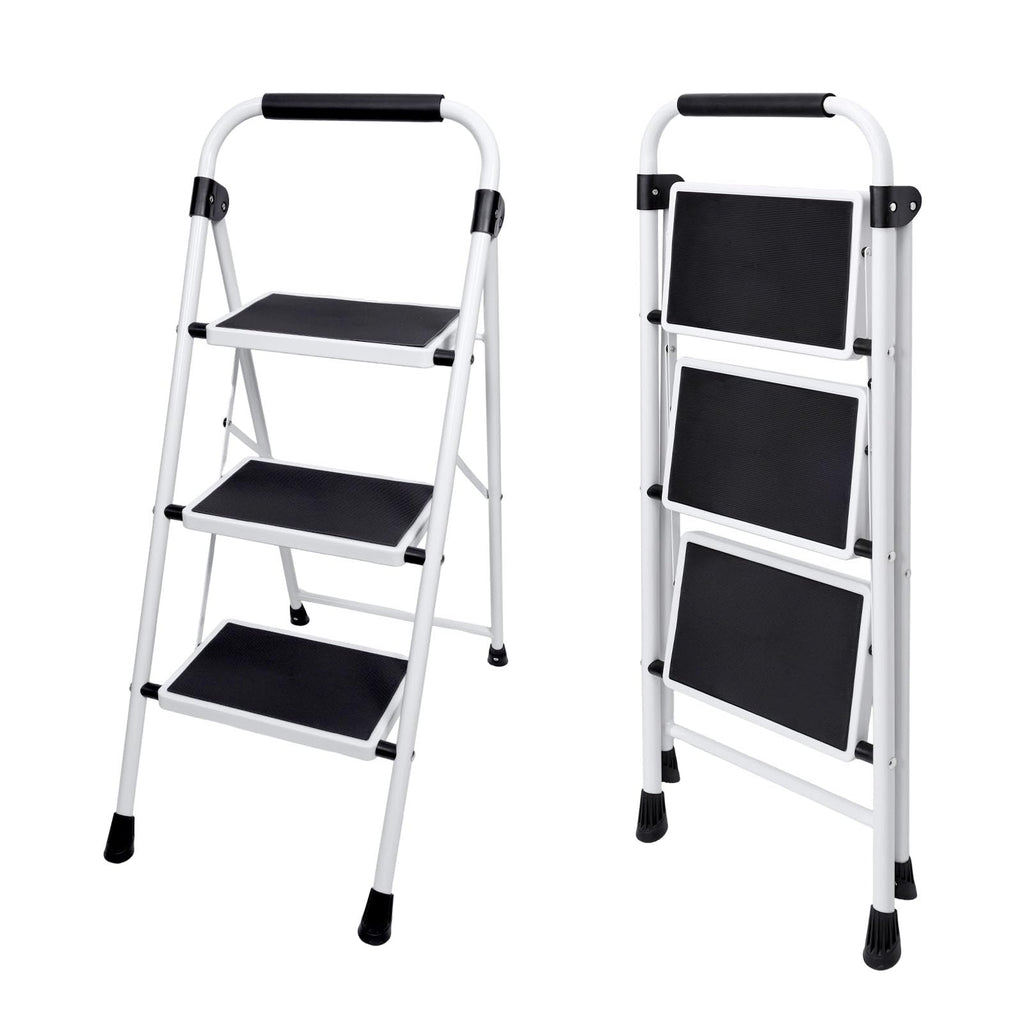 Sweetcrispy 3 Step Ladder, 330lbs Folding Step Stool with Anti-Slip Pedal