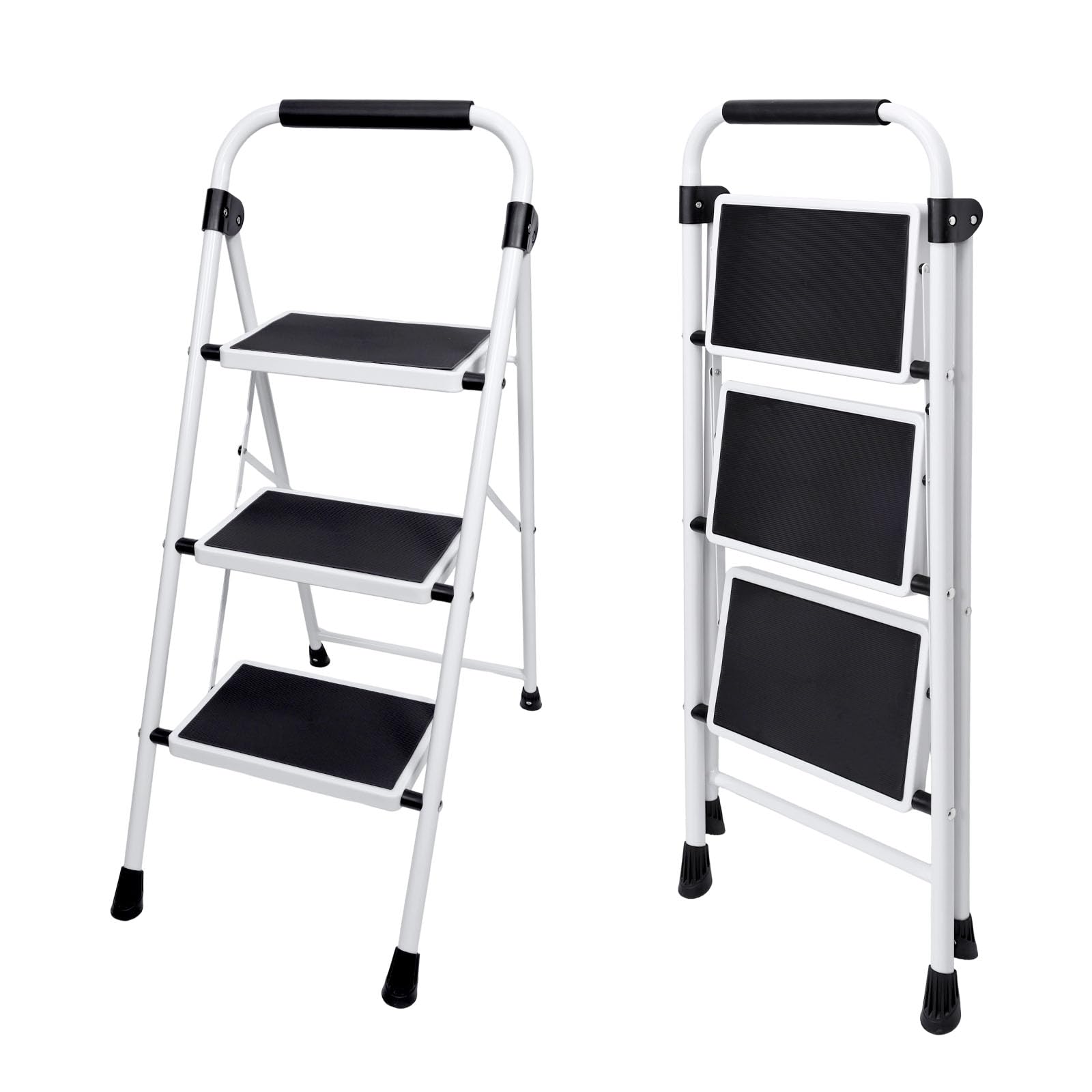 Sweetcrispy 3 Step Ladder, 330lbs Folding Step Stool with Anti-Slip Pedal