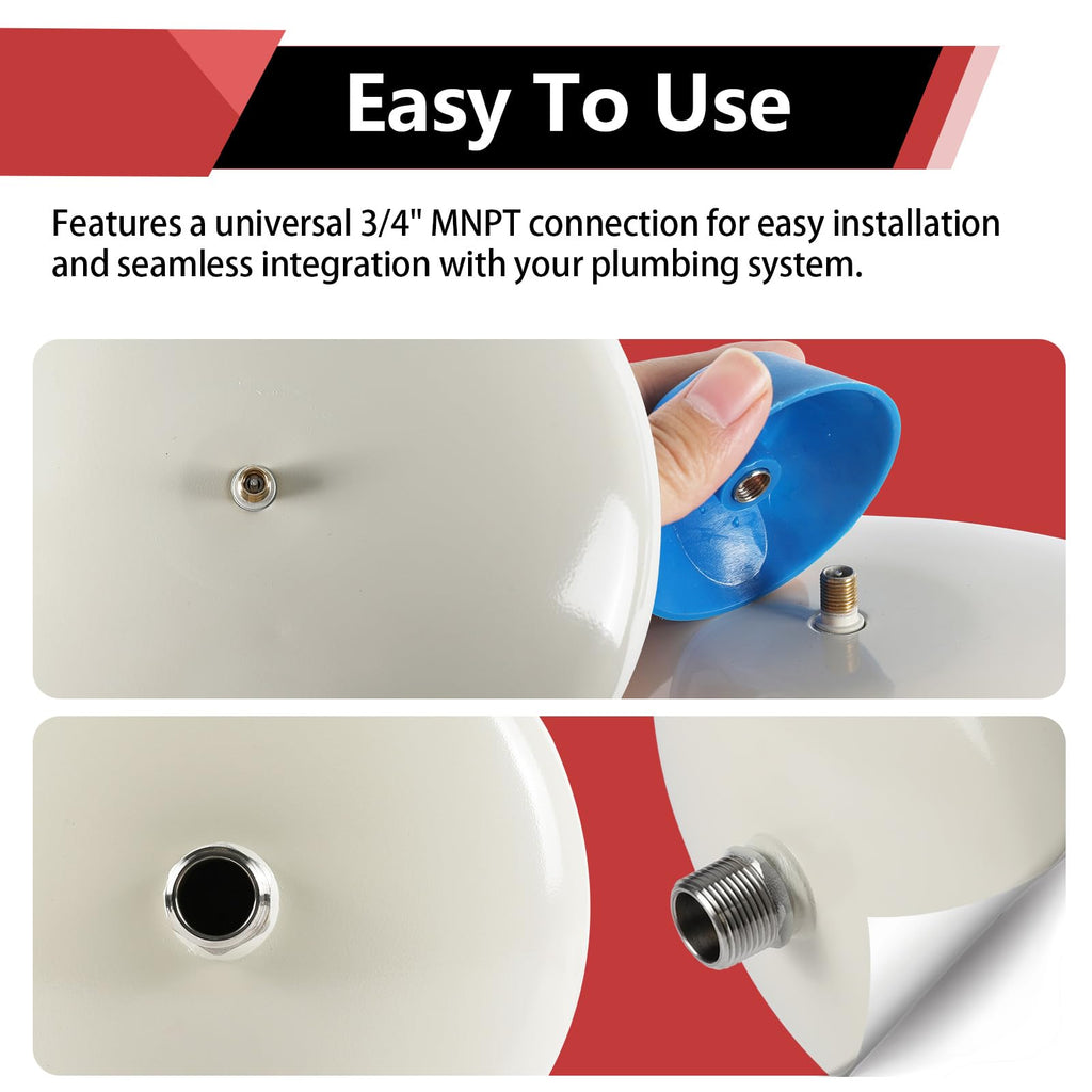 EFIELD Water Heater Expansion Tank, 2.1 Gallon, 3/4 in MNPT Connection, Thermal Pressure Protection, Safe for Potable Water,(TANK001)