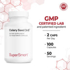 Supersmart - Celery3nb 150mg per Day (Patented) - Natural Celery Seed Extract Supplement - Well-Tolerated Phthalides | Non-GMO & Gluten Free - 100 Vegetarian Capsules