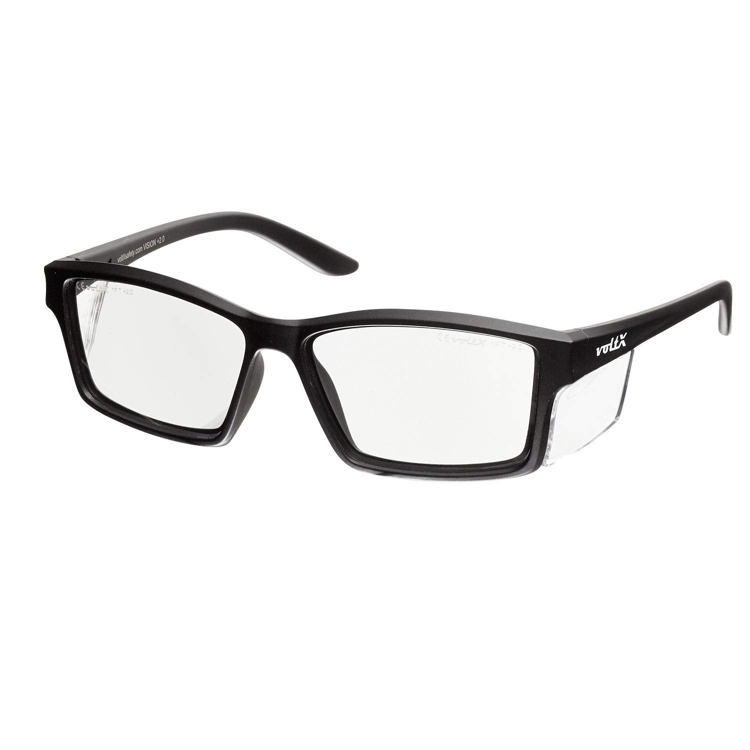 voltX 'VISION' Safety Readers, Full Lens Magnified Reading Safety Glasses (+2.5 Dioptre, Clear lens) ANSI Z87.1+ & CE EN166F - Anti fog coated UV400 lens