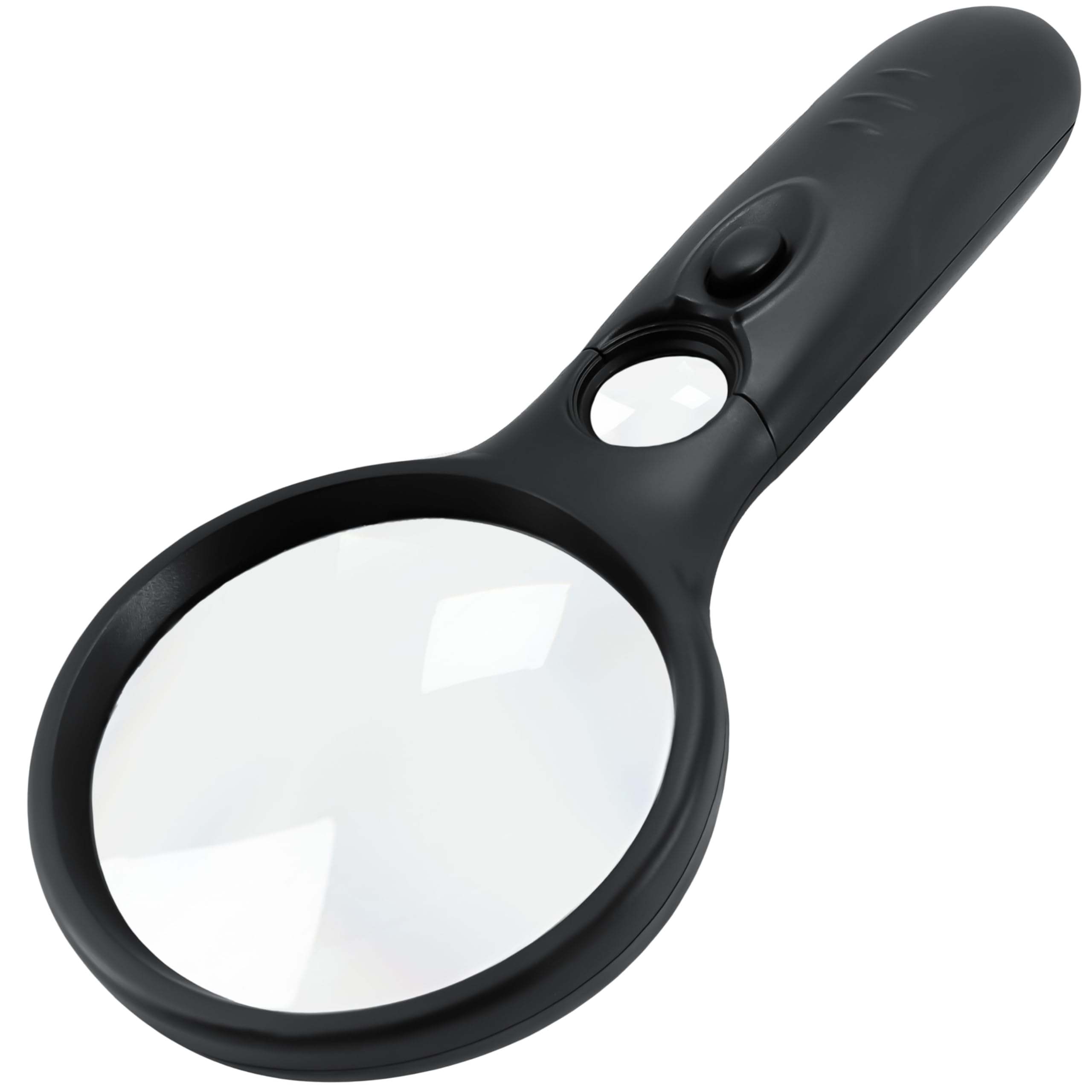 SeeZoom Magnifying Glass with Light, 3X Large Lens + 12X High Power Lens, Lighted Magnifying Glass Handheld Reading Magnifier for Seniors, Small Print, Coins & Jewelry, LED Light