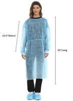 LIFESOFT Disposable Isolation Gown Polypropylene Lab Gowns Knit Cuff Long Sleeve Pack of 15