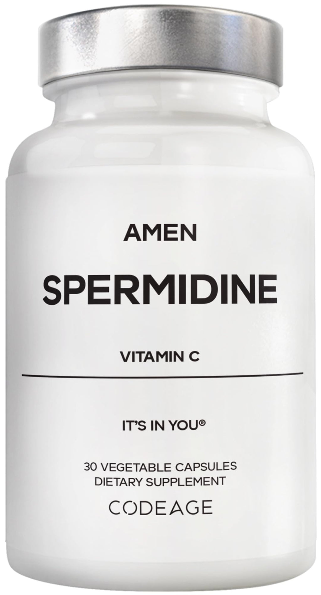 Amen Spermidine, Trihydrochloride, Vitamin C, Vegan, 30 Capsules