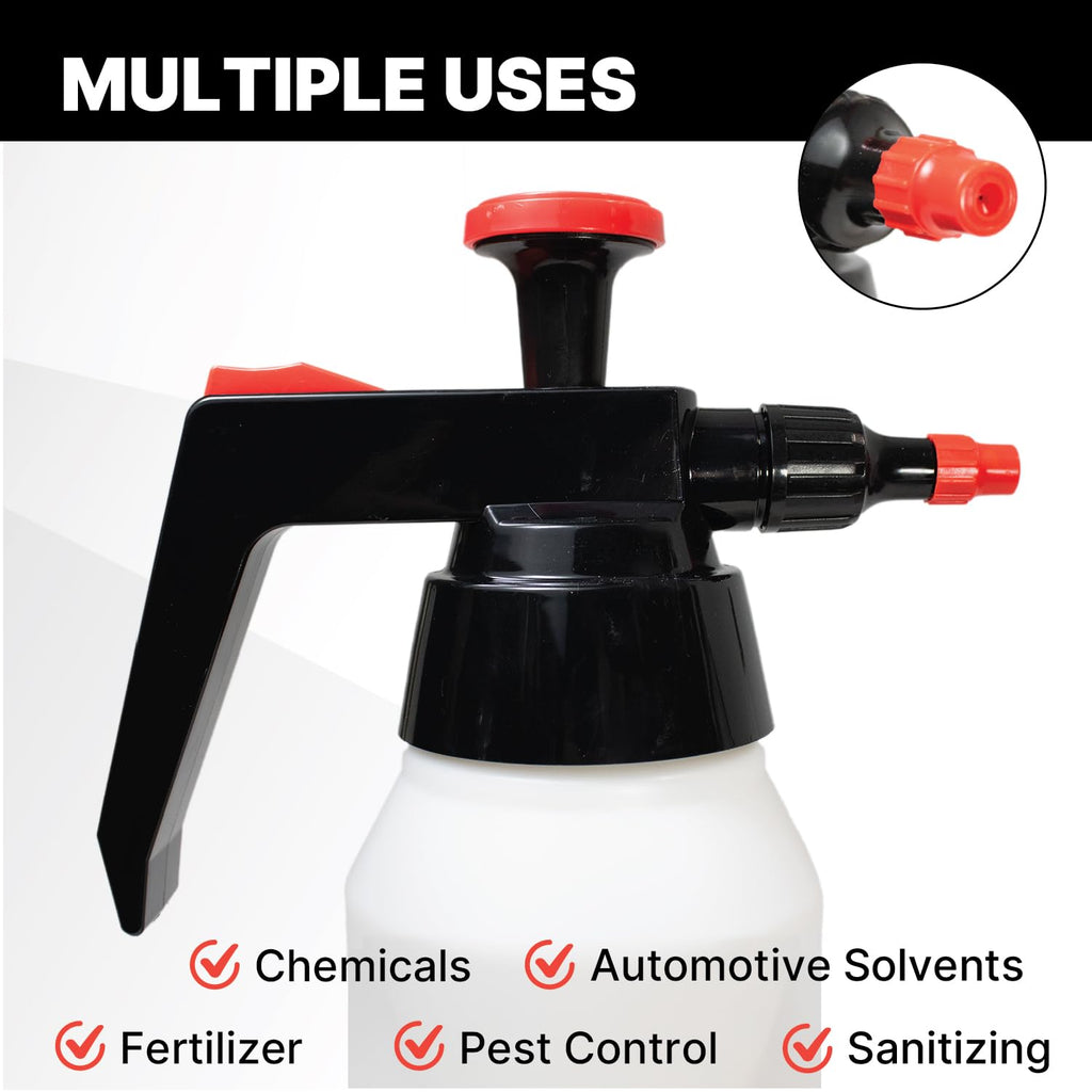 KOTA 1 L Adjustable Hand Pump Pressure Sprayer, Heavy-Duty Multipurpose Bottle for Automotive Solvents, Surface Prep & Car Detailing, Chemical-Resistant PE Construction, Adjustable Spray Pattern 6990
