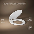 KOHLER Stonewood Quiet-Close, Round Toilet Seat Soft Close, Durable Wood, Easy Installation, Universal Fit, Home Essentials, White Finish, K-20467-0