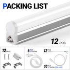 Barrina (Pack of 12 LED T5 Shop Light, 4FT, 2200lm, 6500K, 20W, Linkable