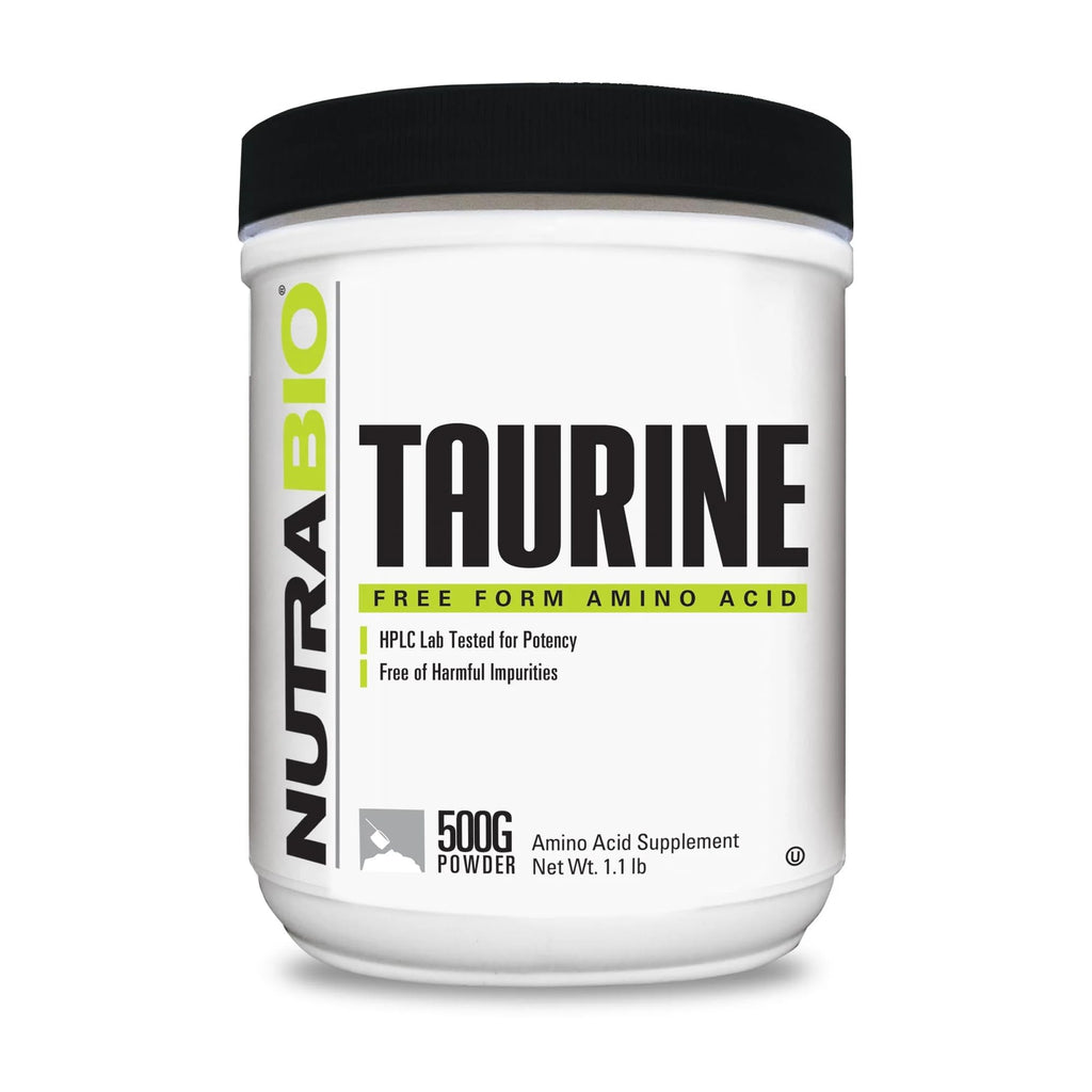 NutraBio Taurine Powder 500g | Pure Free-Form L-Taurine Amino Acid Supplement | Supports Cellular Health, Energy, and Wellness | Non-GMO, USP Grade