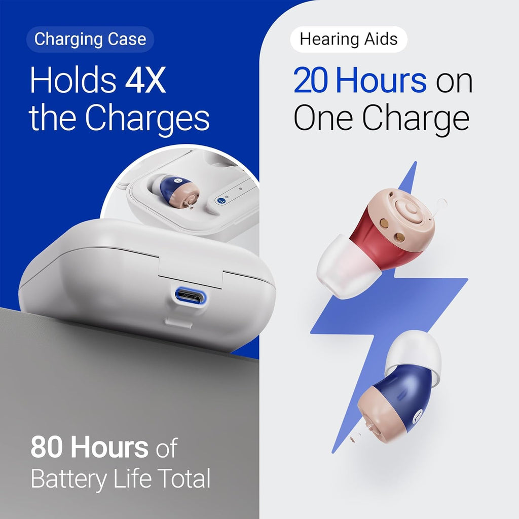 Oricle Standard 2.0 Hearing Aids for Seniors - Oricle Hearing Aids for Adults with Advanced Noise Cancellation - Easy Volume Control with Portable Charging Case
