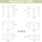 koretech 6Pcs Buffet Risers, Food Risers for Buffet, Acrylic Boxes for Display Round Riser Display Cases Acrylic Round Display Base, Clear(Size 6",6.5",6.7",7",7.5",8")