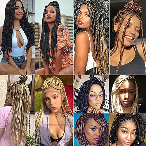 Crochet Box Braids Hair 7 Packs 30 Inch Pre Looped Goddess Boho Crochet Hair for Black Women (30 inch, 1B)