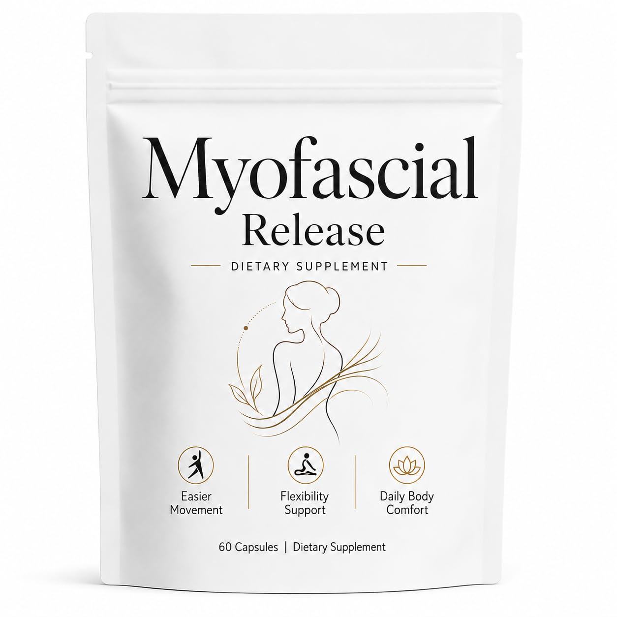 Myofascial Release Supplement for Fibromyalgia, Myofascial Release Capsules with Hyaluronic Acid, Silica, Serrapeptase, Boswellia, Bromelain, Gotu Kola | Restores Flexibility & Mobility, 60 Capsules