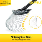 Colwelt Thatch Rake, Dethatcher Rake with Thin, Curved Spring Steel Tines, Dethatching Thatching Rake for Lawns with 61’’ Steel Handle, Lawn Tine Rakes for Pine Needles, Dead Grass, Garden Debris