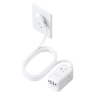 TROND 20W USB C Travel Power Strip - Ultra Thin Flat Plug, Small 10ft Long Extension Cord Wall Mount, 3 Side Outlet Extender for Nightstand, Dresser, Couch, TV, Cruise Essentials, White