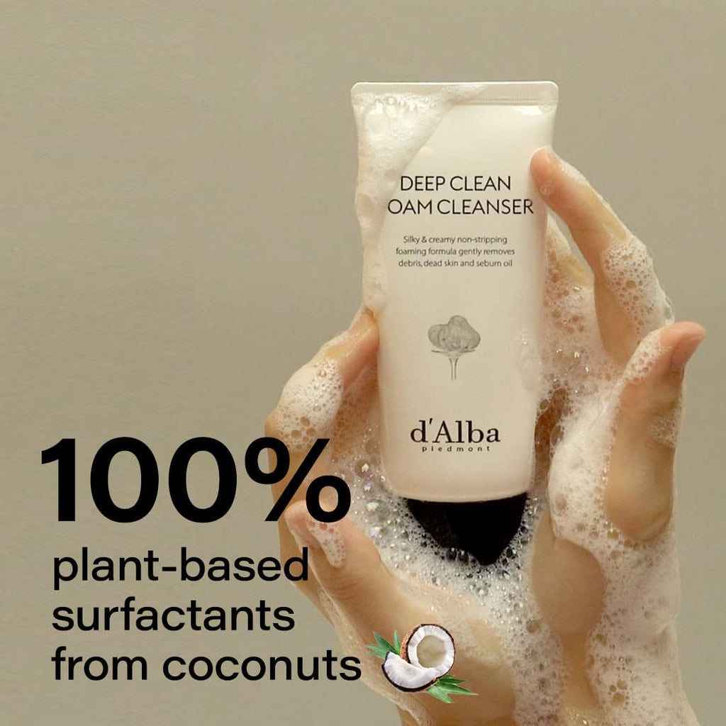 d'alba Piedmont Italian White Truffle Deep Foam Cleanser, Vegan Skincare, Gentle Foam Cleanser with White Truffles for All Skin Types, Safe for Sensitive Skin, Hypoallergenic