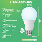DEGNJU A19 LED Light Bulbs, 100 Watt Equivalent, 5000K Daylight Light Bulbs, E26 Standard Base, 1500 Lumen, Non-Dimmable, 13W Bright White LED Bulbs for Bedroom Home Office, 24 Pack