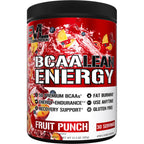 EVL BCAA Lean Energy Powder - Pre Workout Green Tea Fat Burner Support with BCAAs Amino Acids and Clean Energizers - BCAA Powder Post Workout Recovery Drink for Lean Muscle Recovery - Fruit Punch