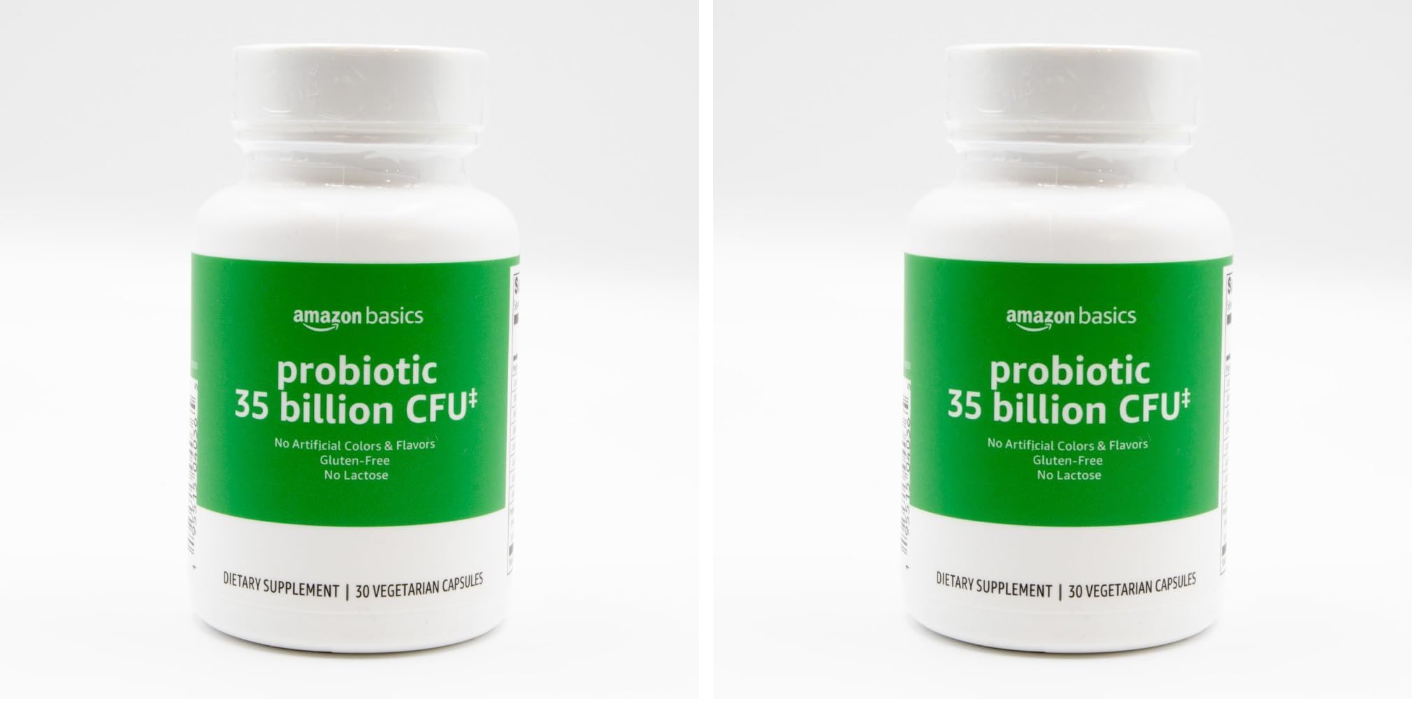 Amazon Basics Probiotic 35 Billion CFU, 8 Probiotic Strains with Prebiotic Blend, Supports Healthy Digestion, 30 Vegetarian Capsules, 1 Month Supply (Previously Solimo) (Pack of 2)