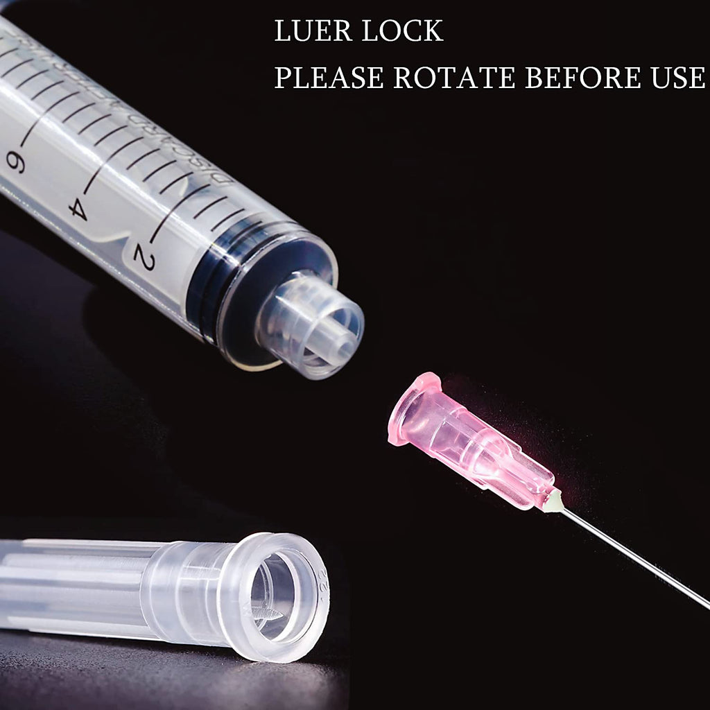 100 Pack 10ml/cc Plastic Luer Lock Syringa with 18Ga and Cap, Individually Sealed Wrapped, for Scientific Labs, Measuring Liquid, Refilling Cartridges or Glue Applicator