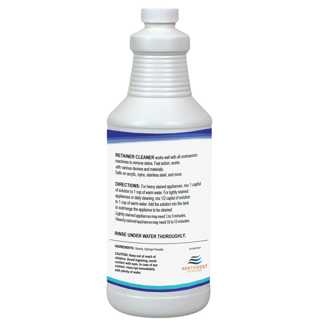 NORTHWEST ENTERPRISES Ultrasonic Retainer Cleaner Solution Concentrate - Denture Cleaner for Ultrasonic Machines - Cleans Mouthguards, Invisalign and Nightguards - Odor, Stain & Discoloration Remover