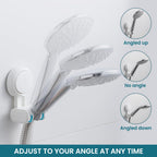 TAILI Shower Head Holder Suction Cup, Handheld Shower Head Bracket, Height Angle Adjustable,Bathroom Showerhead Holder No Drilling Removable Waterproof, White