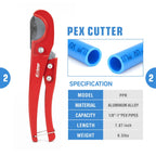 iCrimp PEX Clamp Tool PEX Fitting Kit for Cinch and Removal 3/8-in, 1/2-in, 3/4-in, 1-in PEX Clamps, c/w 1/2''(20 Pack) PEX Clamp Rings, Brass PEX Crimp Fittings(12 Pack), PEX Tubing Cutter