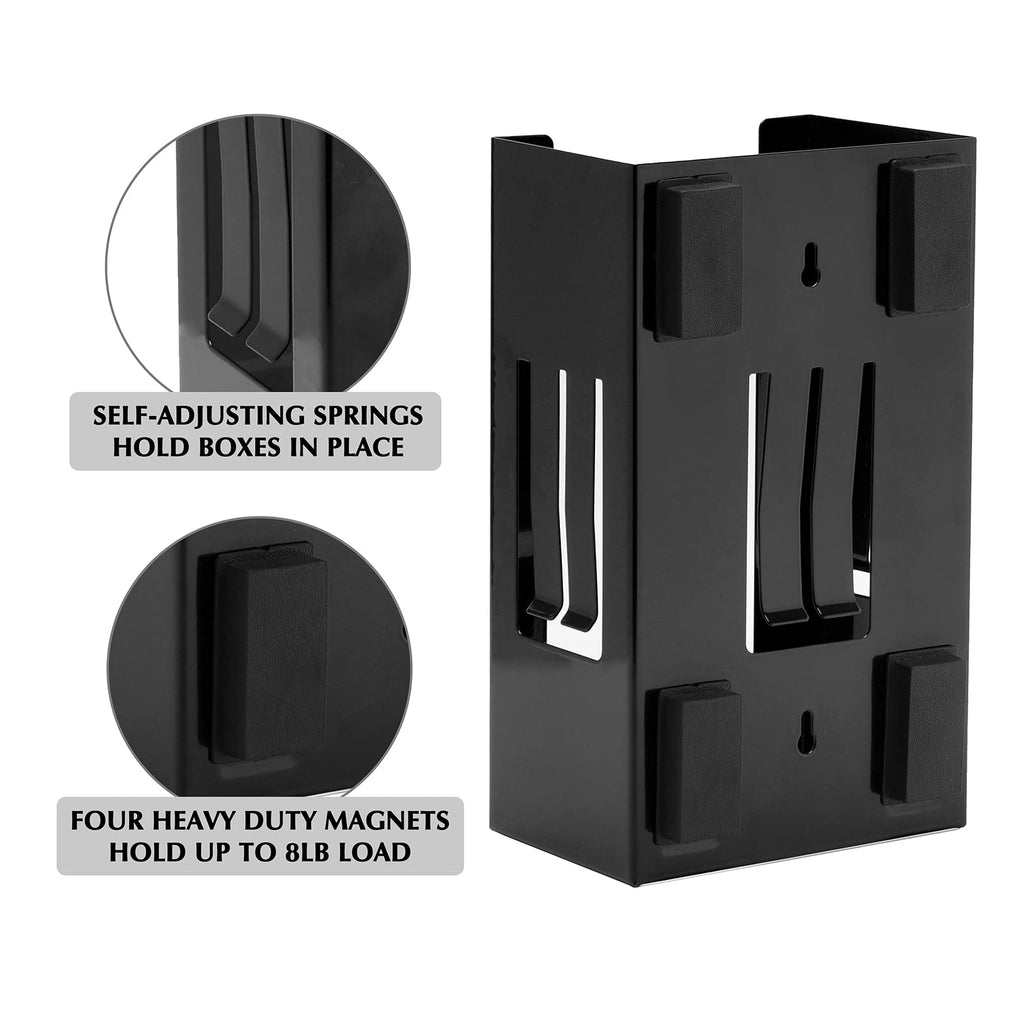 EMENTOL Magnetic Glove/Tissue Dispenser Holder Set, Black Glove Dispenser Wall Mount, Mount onto Tool Box or in Workshops