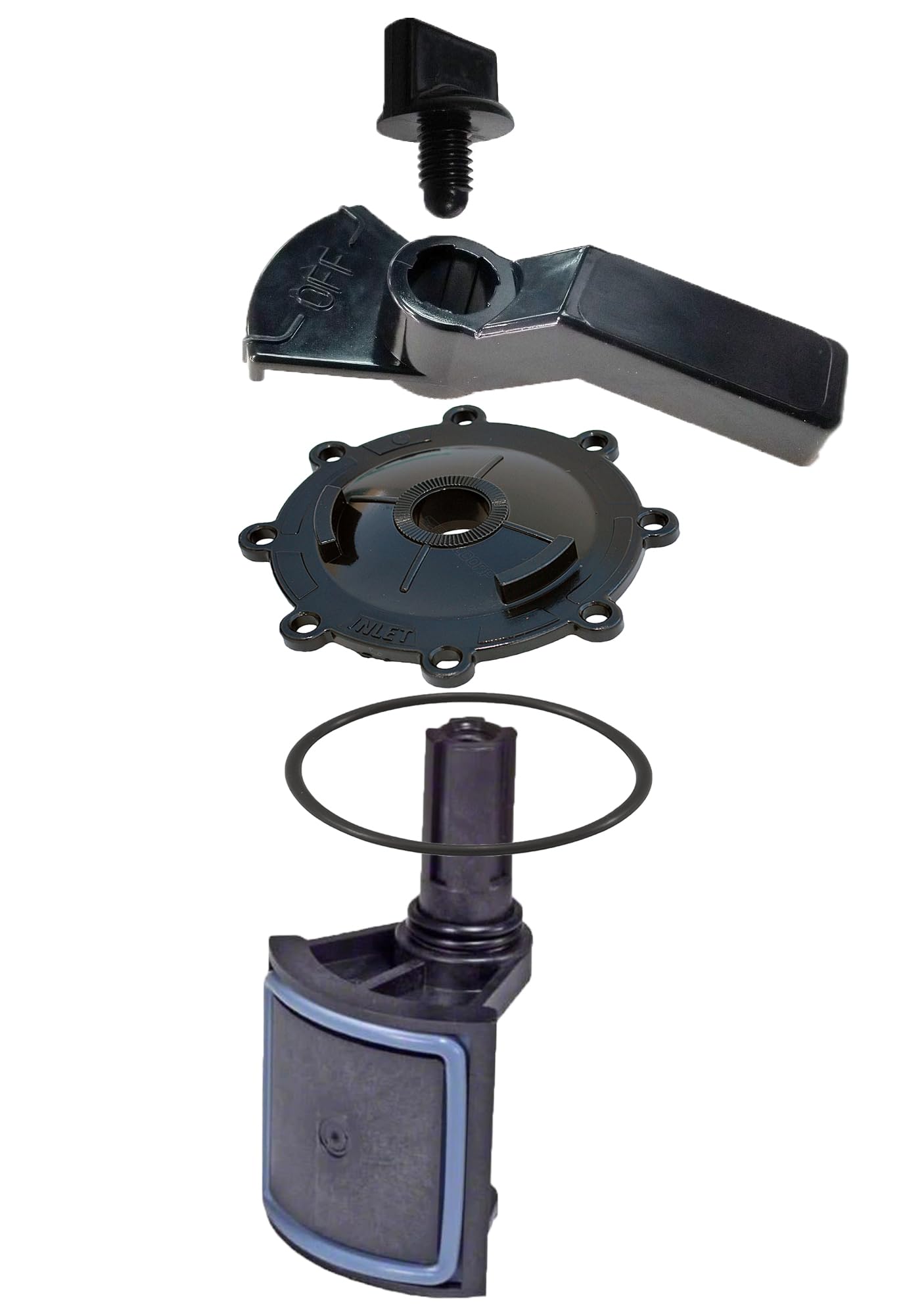 ATIE 2-Port/3-Port Pool Valve Rebuild Complete Kit Compatible with Jandy 2-way/3-way 4715, 4716, 4717 Valve and Gray Valves with Diverter Valve 4720, Cover 4606, Handle 7433 (1 Pack)