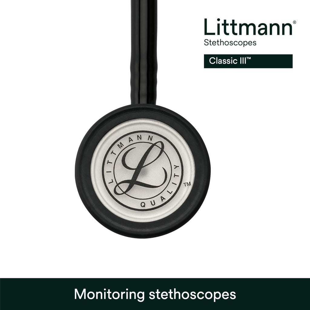 3M Littmann Classic III Monitoring Stethoscope, 5620, More Than 2X as Loud, Weighs Less, Stainless Steel Chestpiece, 27" Black Tube
