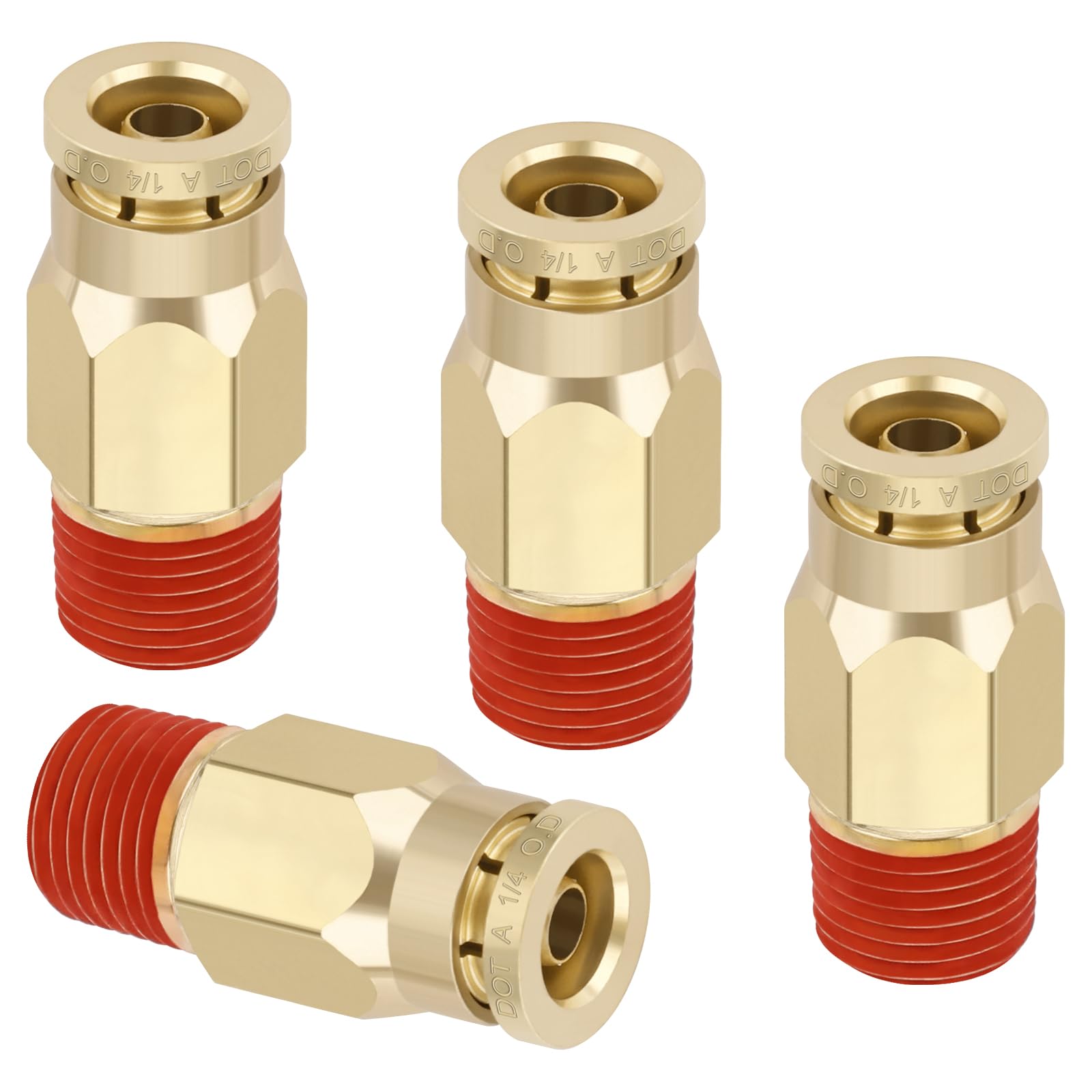 Boeray DOT Approved Male Straight Brass Union 1/4" Tube x 1/8" NPT, 4PCS
