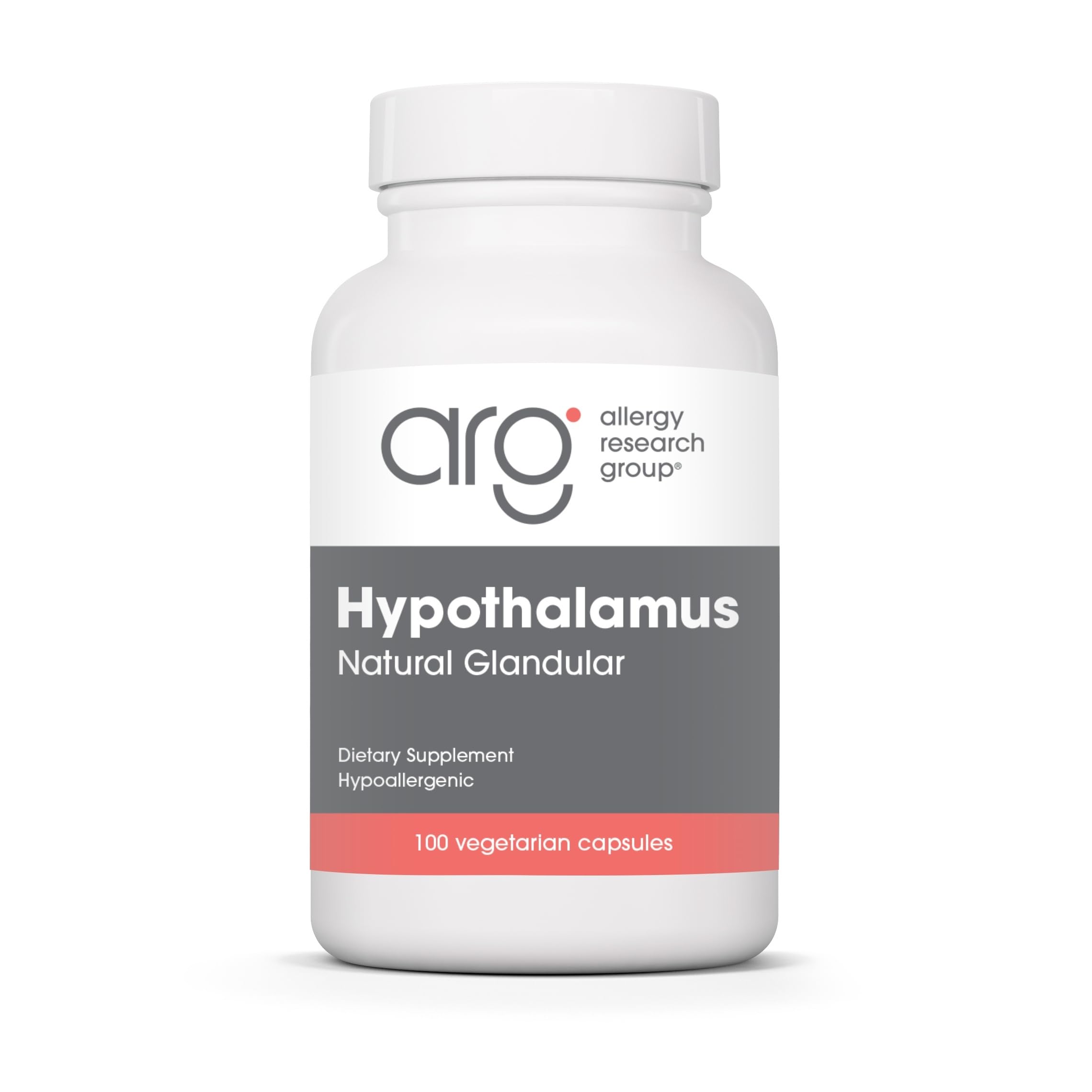 Allergy Research Group ARG Hypothalamus - Bovine Glandular Supplement - 500 mg Lyophilized Hypothalamus Tissue - Adrenal Balance & Endocrine Support - 100 Servings - 100 Vegicaps