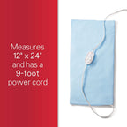 Sunbeam XL Heating Pad for Back Neck and Shoulder Pain Relief with Sponge for Moist Heating Option Extra Large 12 x 24" Blue