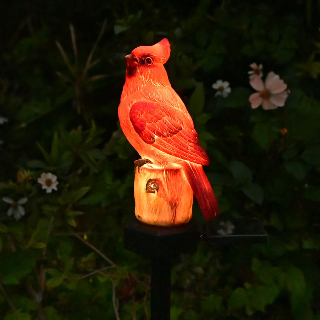 Cardinal Garden Decor Red Bird Figurine Memorial Solar Light Outdoor Stake