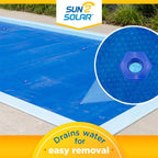 Sun2Solar Blue 15 ft x 30 ft Rectangle Pool Solar Cover | 1600 Series | Heat Retaining Solar Blanket | for Heating Rectangular Inground & Above Ground Swimming Pools | Includes 6 Heavy-Duty Grommets