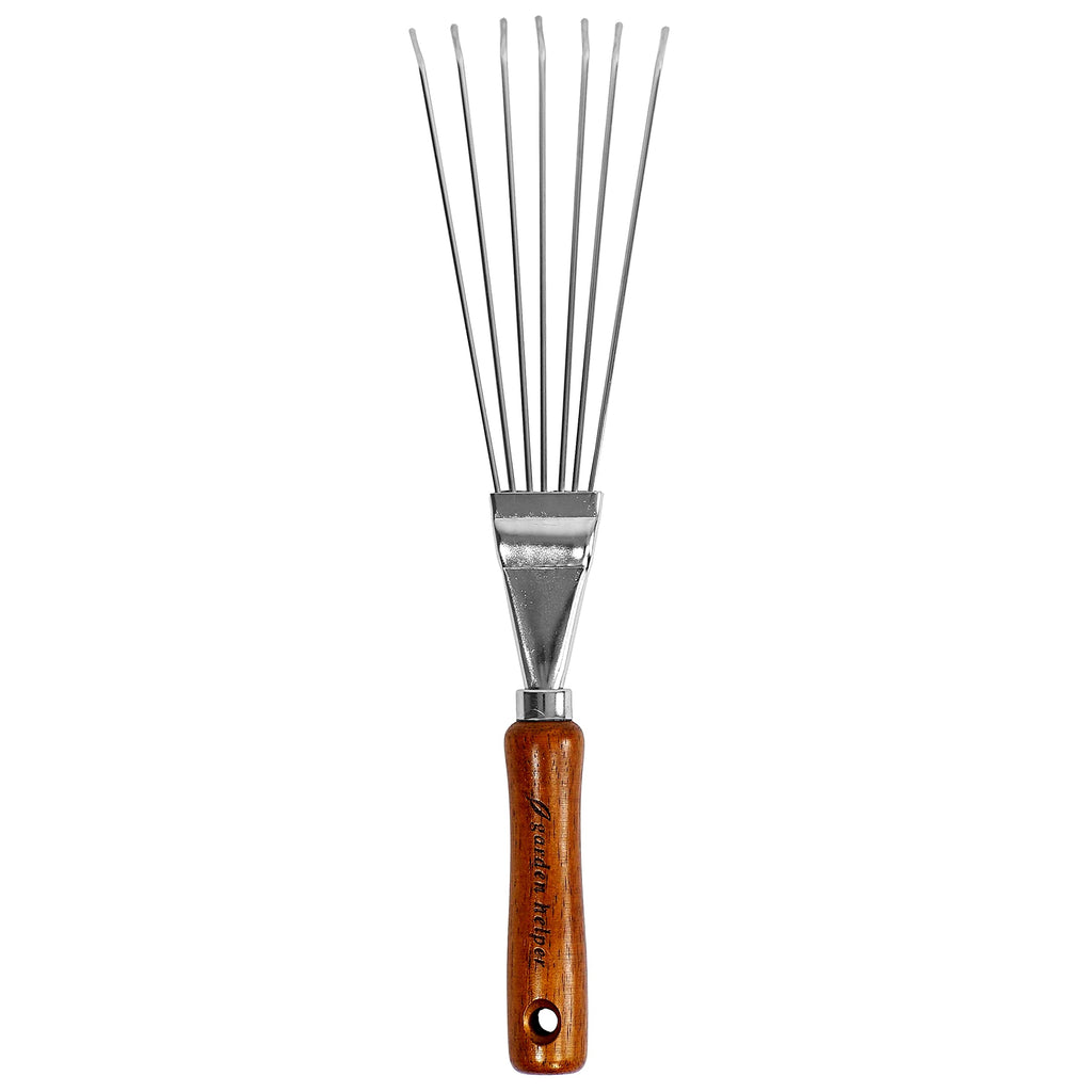 Japanese Hand Rake Garden Tool - Japanese Steel with Wood Handle - Small Rake for Leaves, Handheld Garden Cleaning Tool - Made in Japan